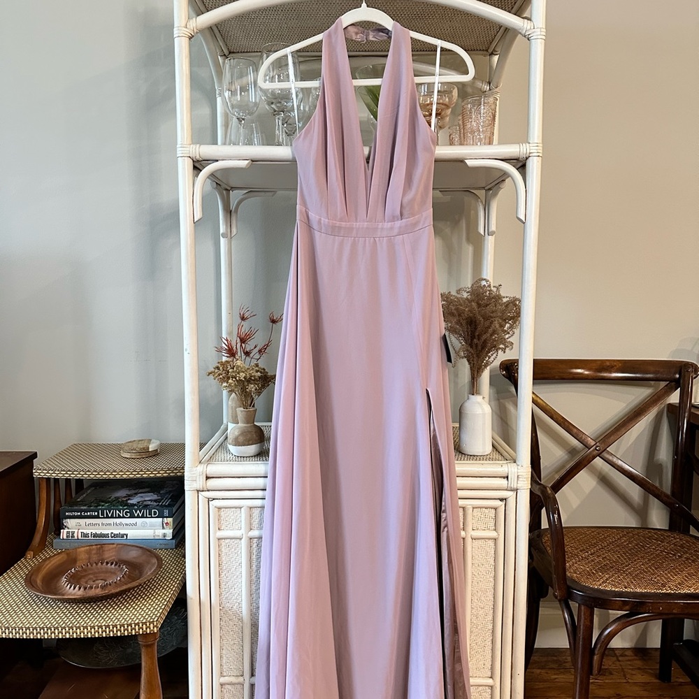 Lulus This Very Moment Dusty Lavender Halter Backless Maxi Dress